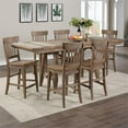 thumbnail image 1 of Riverdale Light Brown Distressed Wood Counter Height 5-Piece Dining Set, 1 of 8