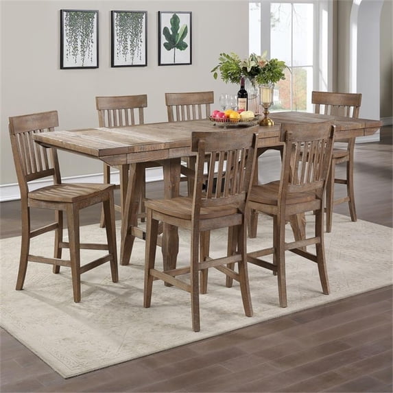 Riverdale Light Brown Distressed Wood Counter Height 5-Piece Dining Set