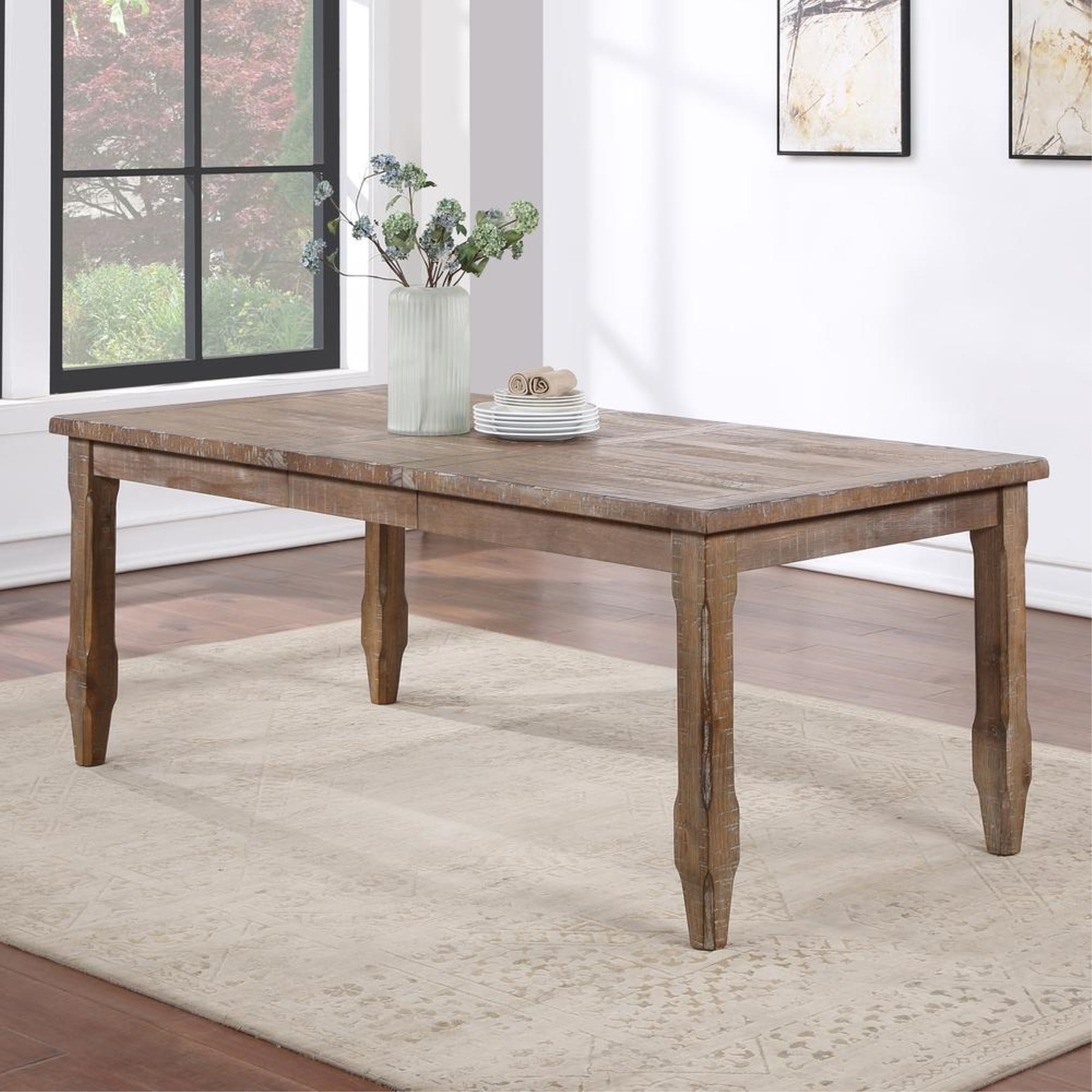 Riverdale Solid Pine Wood Dining Room Table with Leaf Extension