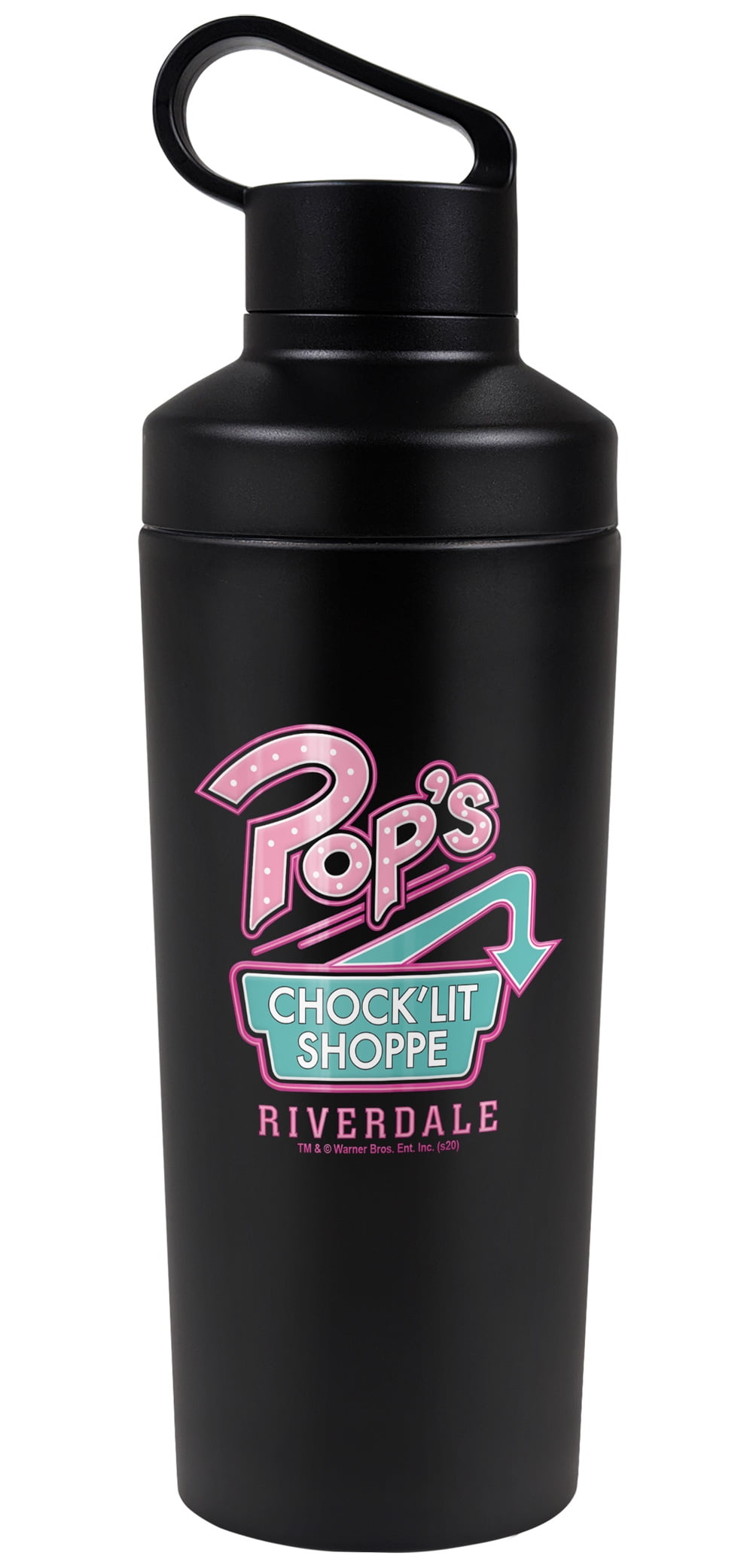 Riverdale Official Riverdale Pops Chock'Lit Shoppe Pattern 18 oz Insulated Water Bottle, Leak Resistant, Vacuum Insulated Stainless Steel with 2-in-1 Loop Cap