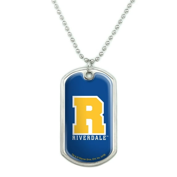 Riverdale Varsity Letter Military Dog Tag Pendant Necklace with Chain
