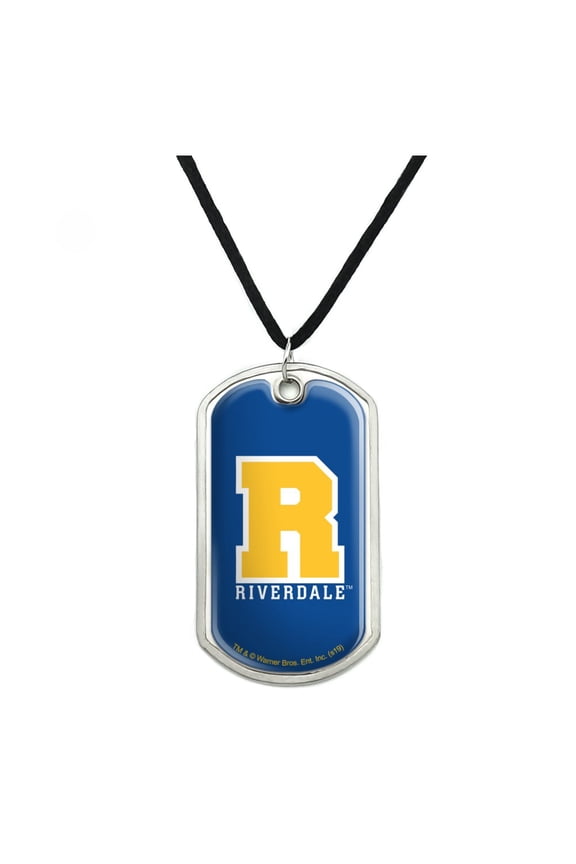 Riverdale Varsity Letter Military Dog Tag Pendant Necklace with Cord