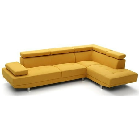 Riveredge 109 in. 2 Piece Polyester Twill L Shape Sectional Sofa in Yellow