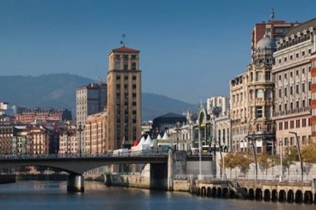 Riverfront Buildings Bilbao Spain Canvas Art - Walter Bibikow DanitaDelimont (18 x 12)