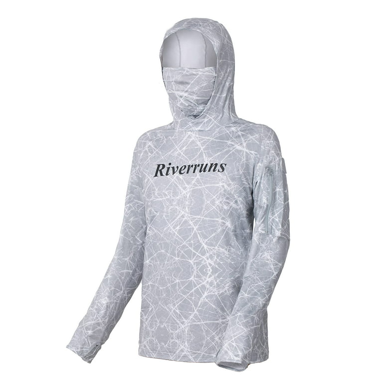 Salmon - Men's Hooded Performance Fishing Shirt - Best Sun Shirts - Multi-Seasonal - UPF 50+ - Long Sleeve Fishing Shirt - Extra Large
