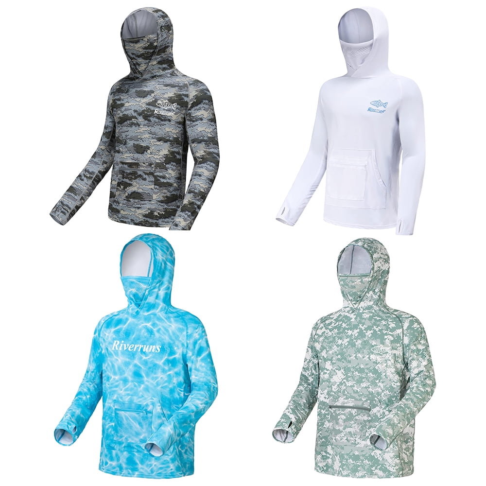 Riverruns UPF 50+ Fishing Hoodie, Sun Hooded Fishing Shirt, Sun Protection Long Sleeves Shirt