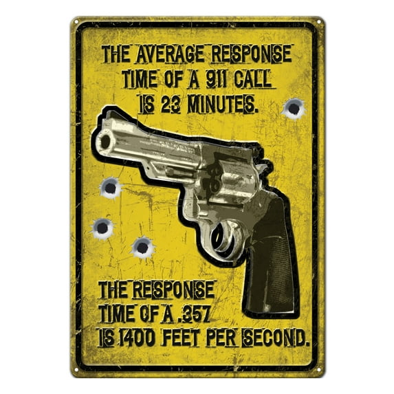 Rivers Edge 12 X 17 Tin Sign the Average Response Time of a 911 Call Is Multi-Colored