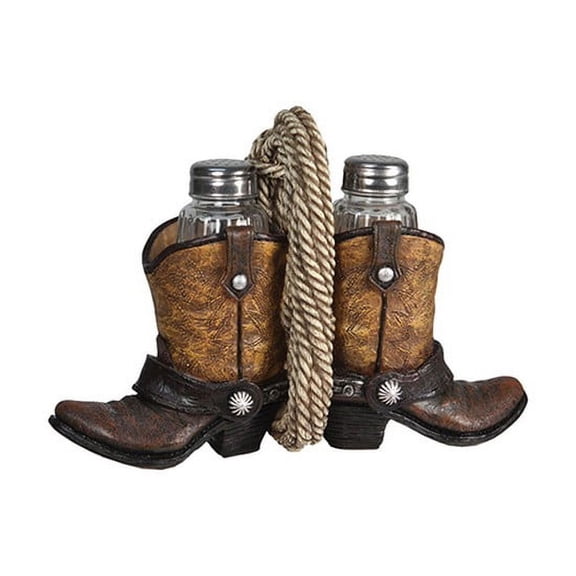 Rivers Edge Products Salt and Pepper Shakers Set, Unique Poly Resin and Glass Spice Dispenser, Novelty Kitchen Counter Decor, Cowboy Boot