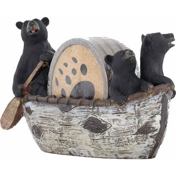 Rivers Edge Bears in Boat 4 Coaster Set