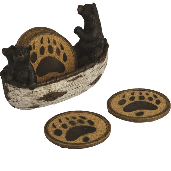 Rivers Edge Bears in Boat 4 Coaster Set