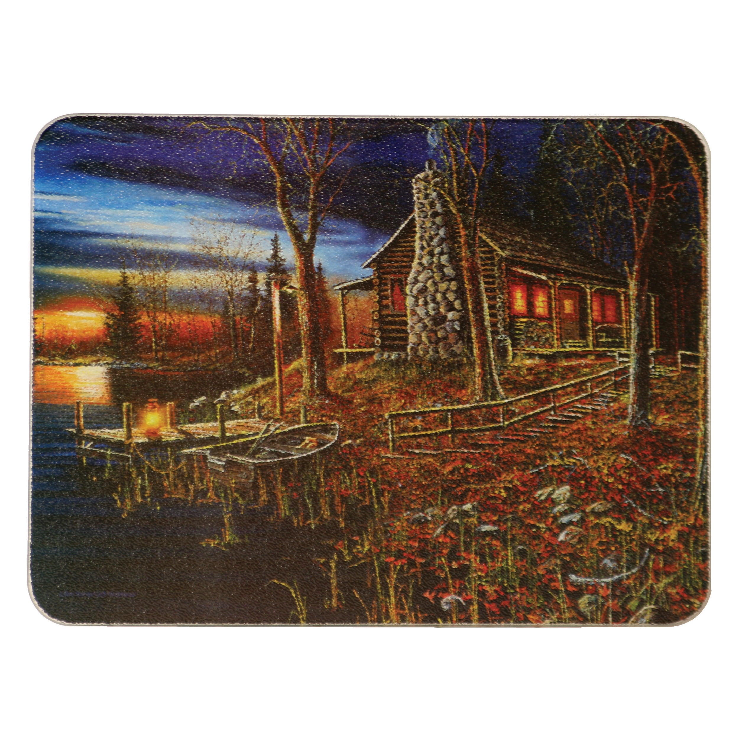 Large Cabin Scene Tempered Glass Cutting Board