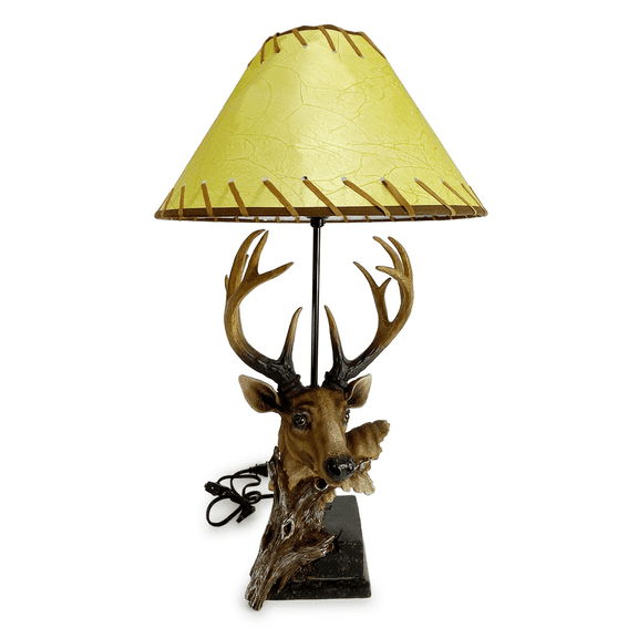 Rivers Edge Products Rustic Deer Table Lamp and Desk Lamp, Hand Painted Poly Resin, Rustic Home Decor and Unique Room Decor for Living Room or Bedroom, 40 Watt Bulb (Included), Design Deer