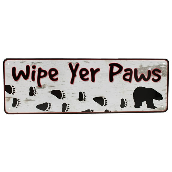 Rivers Edge Large Tin Sign "Wipe Yer Paws" 3.5"x10.5" Steel 1372