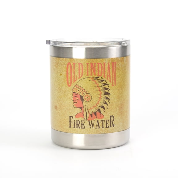 Rivers Edge Products 10 Oz Insulated Tumbler, Leak Proof Stainless Steel Tumbler With Lid, Spill Proof Tea, Wine, Cocktail, or Coffee Tumbler, To-Go Portable Travel Cup, Old Indian Fire Water