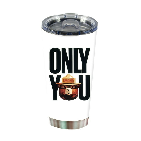 Rivers Edge Products 20 Oz Insulated Tumbler, Leak-Proof Stainless Steel Tumbler With Lid, Tea, Soda, Cocktail, or Coffee Tumbler, Portable Travel Cup, Smokey Bear Only You