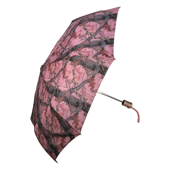Rivers Edge Products 40-Inch Automatic Compact Umbrella with Pouch, 12-Inch Closed Size, Windproof Umbrella for Work or Car, Small Travel Umbrella for Golf, Hunting, or Fishing, Pink Camo