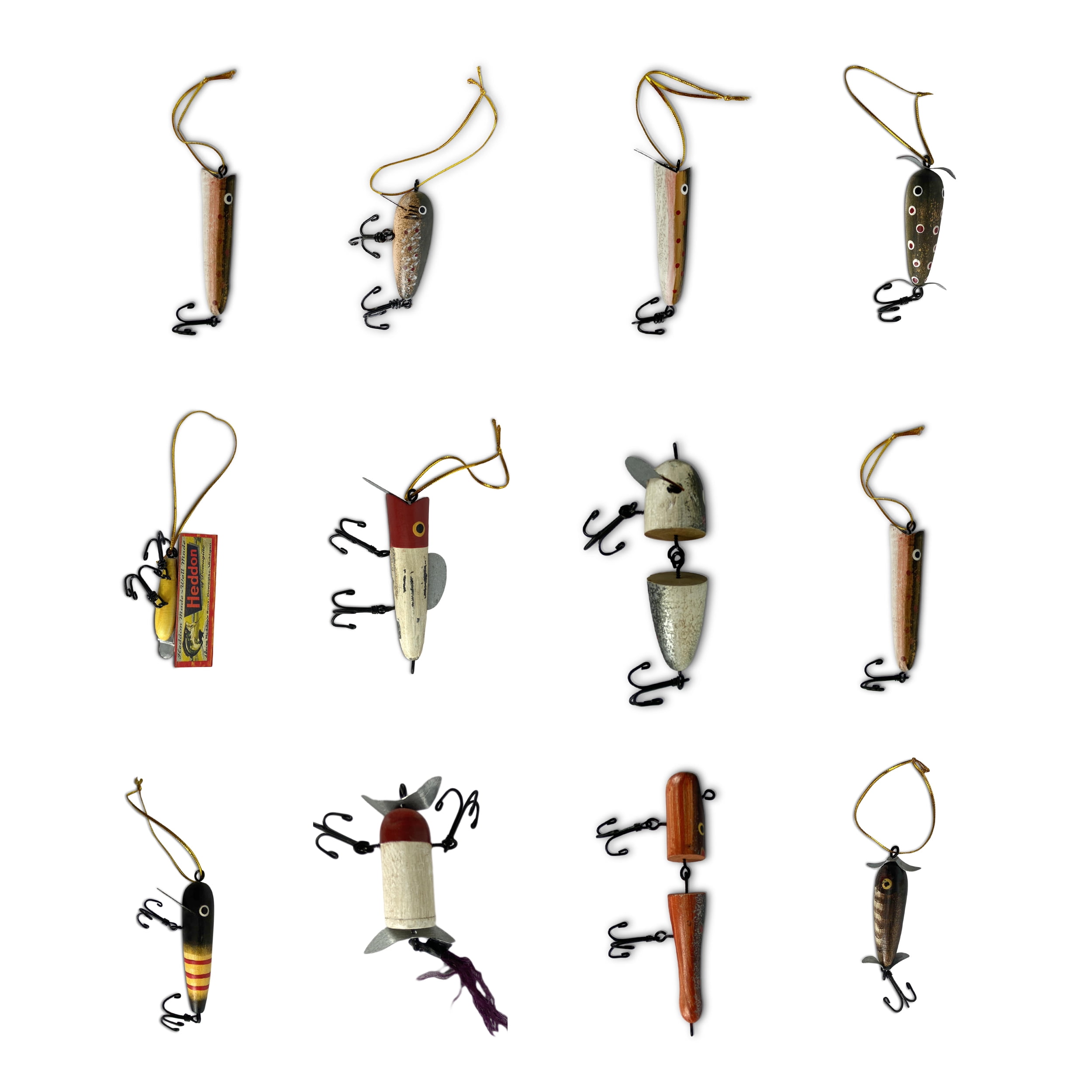 Rivers Edge Products Antique Lure Christmas Ornaments, Rustic Wood Lure