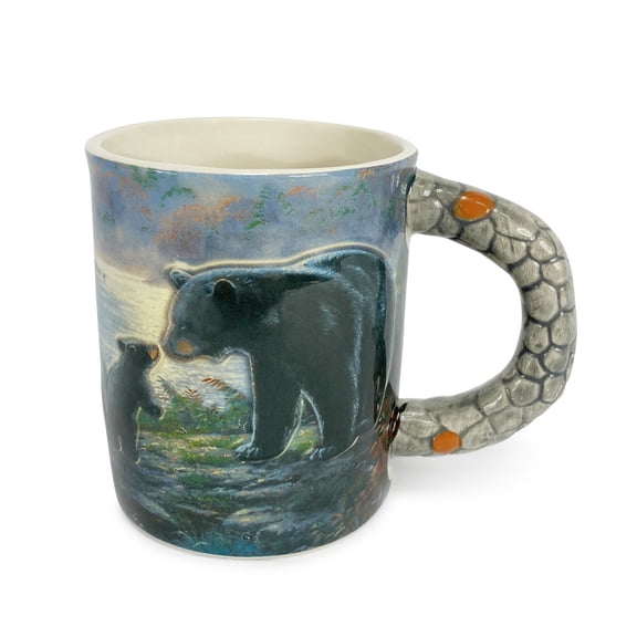 Rivers Edge Products Black Bears 3D Ceramic Coffee Mug with Handle, 15 Ounces, Espresso Cups and Coffee Cups Ceramic, Perfect for Coffee, Expresso, Latte, or Tea, Bear Scene