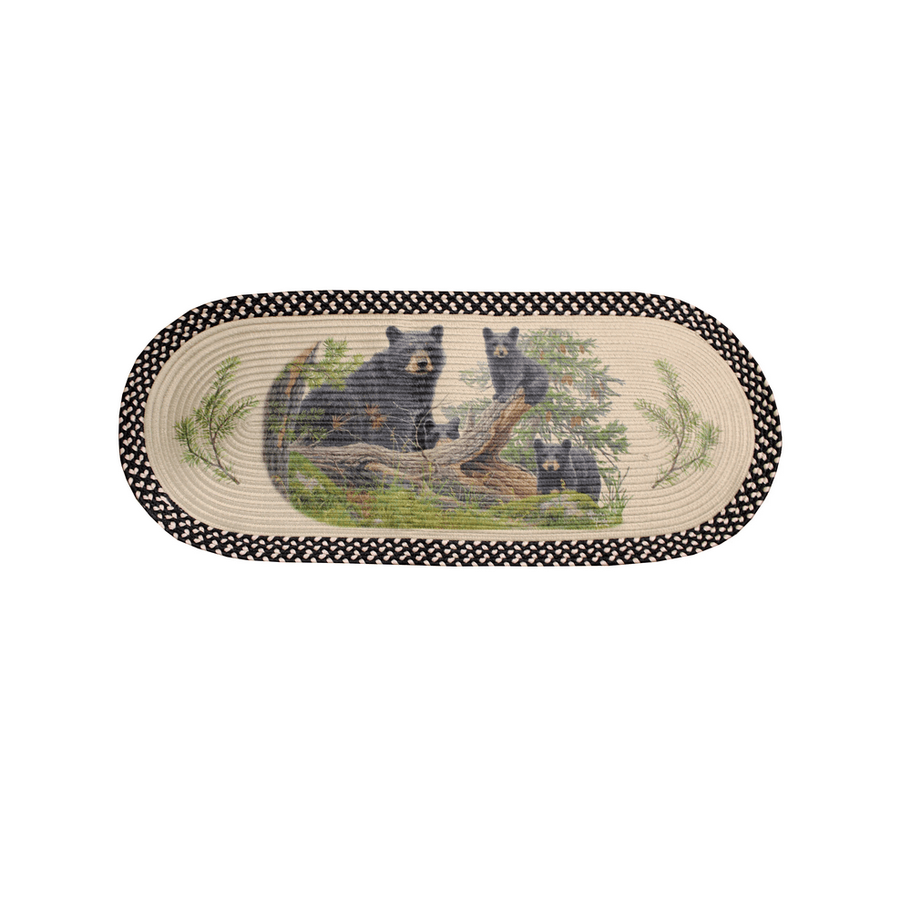 Three Bears Rug Rivers Edge Products Black Bears Braided Rug, 48 Inch Oval Shaped ...
