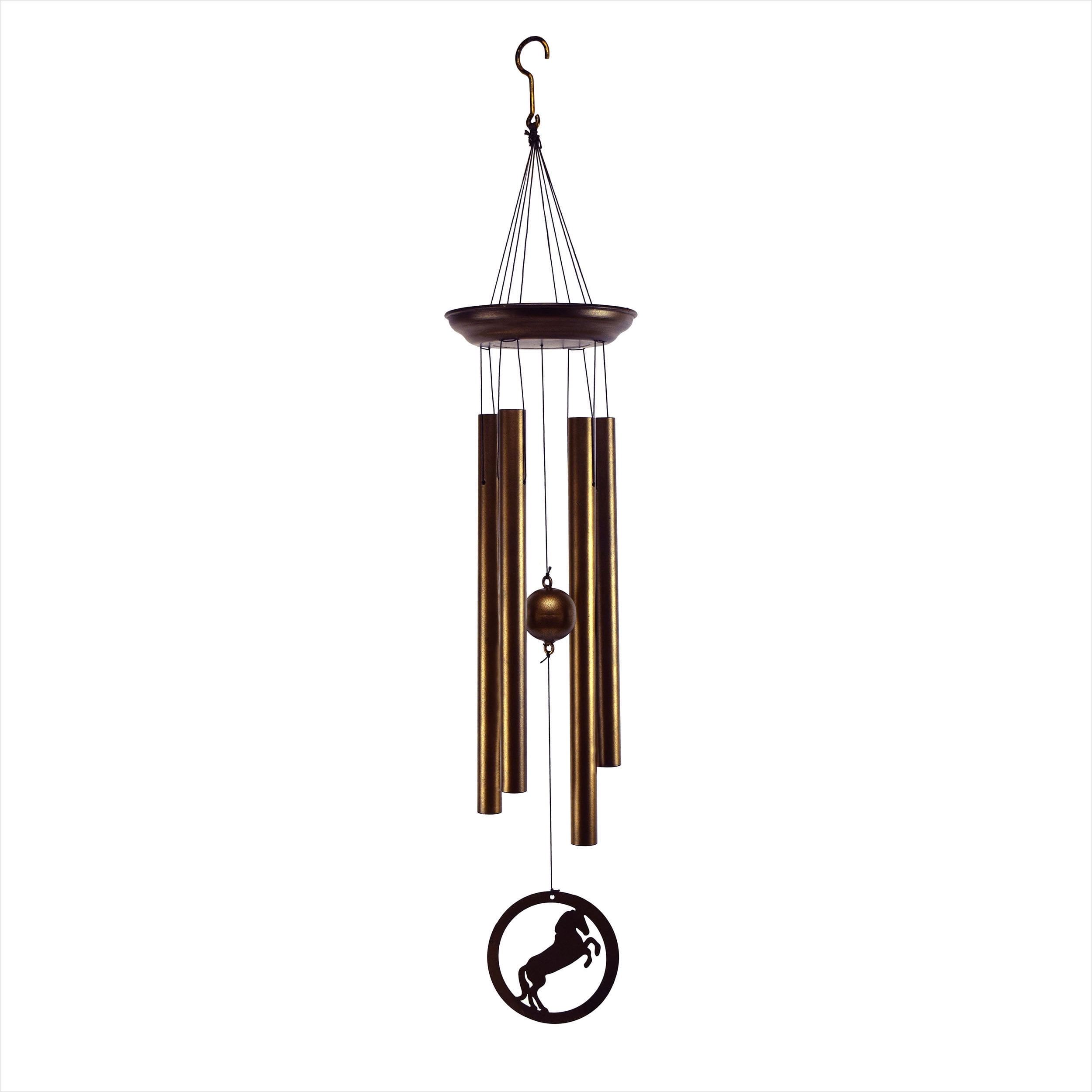 Rivers Edge Products Rivers Edge Products 40" Brass Wind Chime for Outside - Weather-Resistant Soothing Metal Wind Bell - Western Animal Outdoor Decor for Patio, Garden, Porch, Cabin - Horse Bronze