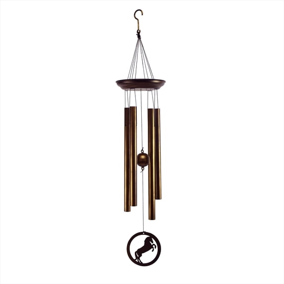 Rivers Edge Products Brass Wind Chime, 29 by 4 Inches, Soothing Metal Wind Bell for Outside, Durable Outdoor Decor for Patio, Garden, or Cabin, Horse Bronze