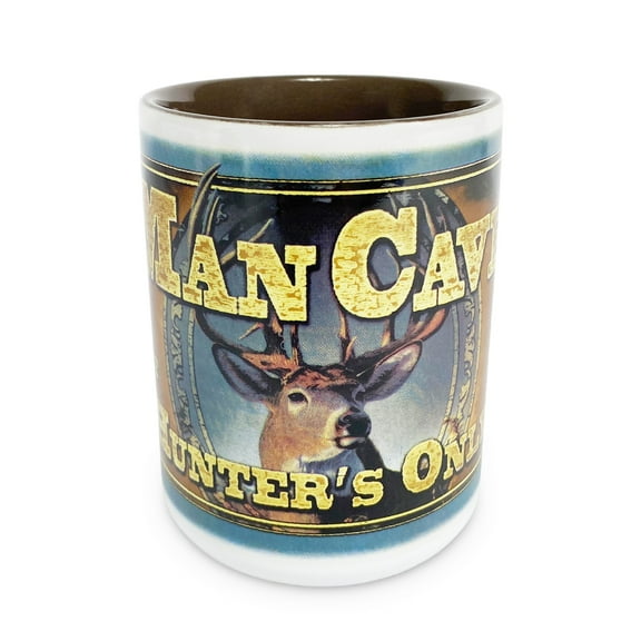 Rivers Edge Products Ceramic Coffee Mug with Handle, 16 Ounces, Espresso Cups and Coffee Cups Ceramic, Perfect for Coffee, Expresso, Latte, or Tea, Man Cave, Deer