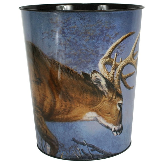 Rivers Edge Products Metal Waste Basket, 10-Inch Small Trash Can, Novelty Garbage Can for Office, Kitchen, Bathroom, or Bedroom, Nature and Wildlife Home Decor, Deer Theme