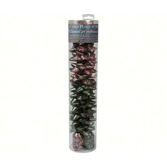 Rivers Edge Jumbo Camouflage Gift Bows & Ribbons - Pink/Green (12 Bows/3 Ribbons Set)