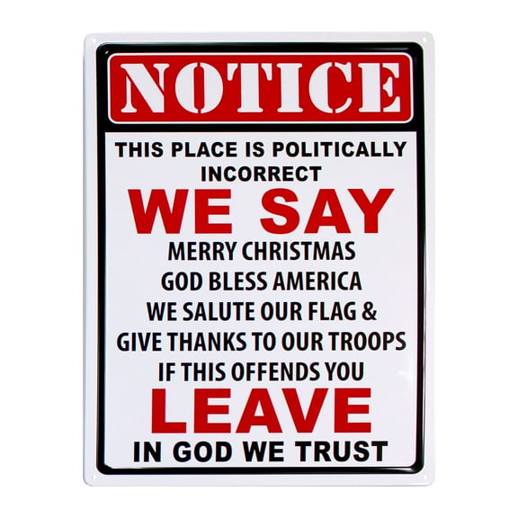 Rivers Edge Products Retro Metal Tin Sign, 17" x 12" Weatherproof Metal Wall Art for Outdoor Decor, Vintage Man Cave, Bar, Cabin, Garage, or Home Decor, In God We Trust