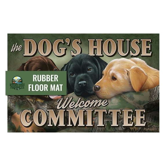 Rivers Edge Products Rubber Door Mat, 26" x 17" Anti-Slip Indoor or Outdoor Rug, All Weather Welcome Mat for Front Door, House Entryway, Patio, or Garage, Dogs House