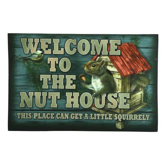 Rivers Edge Products Rubber Door Mat, 26" x 17" Anti-Slip Indoor or Outdoor Rug, All Weather Welcome Mat for Front Door, House Entryway, Patio, or Garage, Nut House