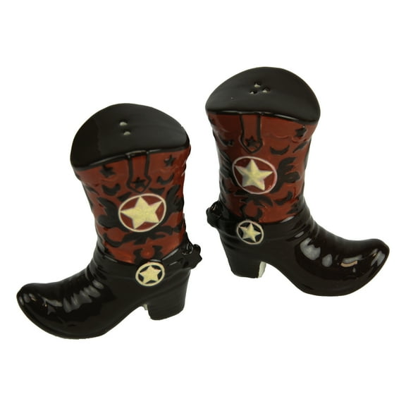 Rivers Edge Products Salt and Pepper Shakers, Cowboy Boots, Ceramic Matching Set