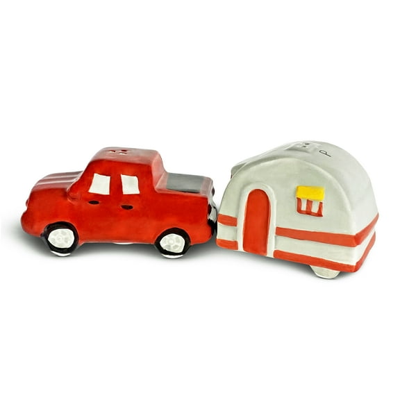 Rivers Edge Products Salt and Pepper Shakers Set, Unique Poly Resin Spice Dispenser, Novelty Kitchen Counter Decor, Truck