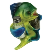 Rivers Edge Products Salt and Pepper Shakers Set, Unique Poly Resin and Glass Spice Dispenser, Novelty Kitchen Counter Decor, Mahi Mahi