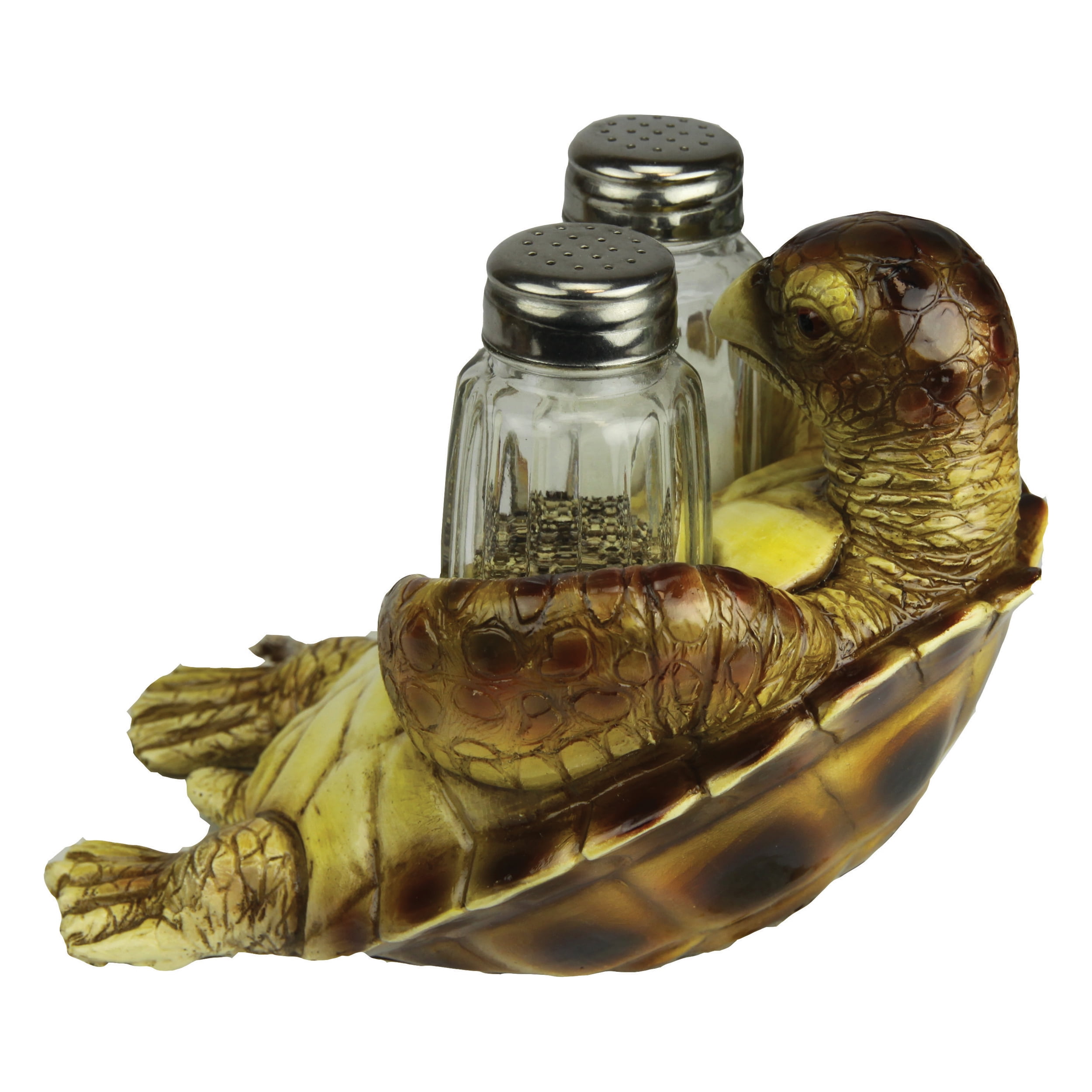 Sea Turtle Poly Resin and Glass Salt and Pepper Shaker Set
