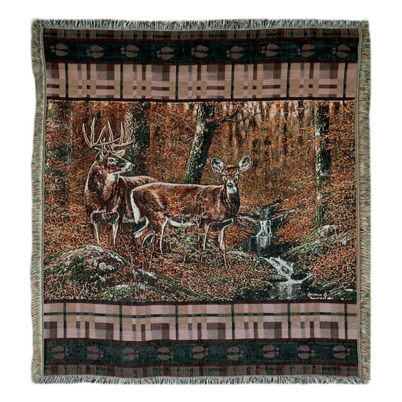 Rivers Edge Products Tapestry Throw Blanket 50x60 Inches, Bed Sofa Couch, Warm and Cozy Blanket for Living Room or Bedroom Decor, Rustic Home Decor, Deer