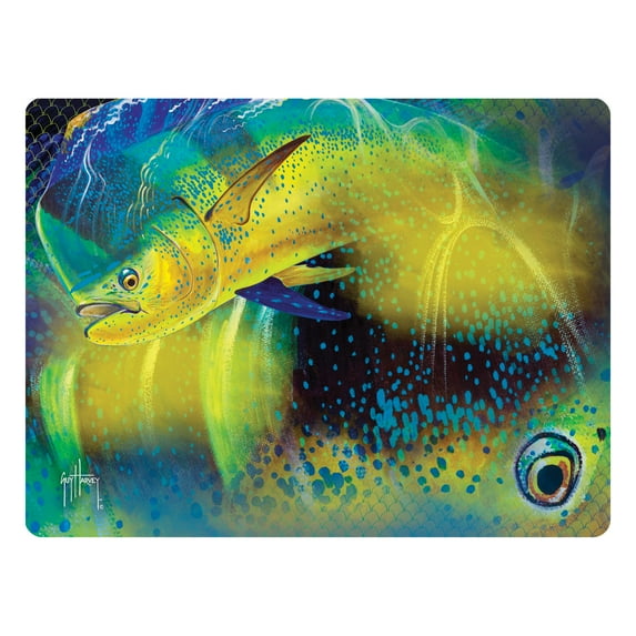 Rivers Edge Products Tempered Glass Cutting Board, 12 by 16 Inches, Dorado Mahi Mahi Close Up