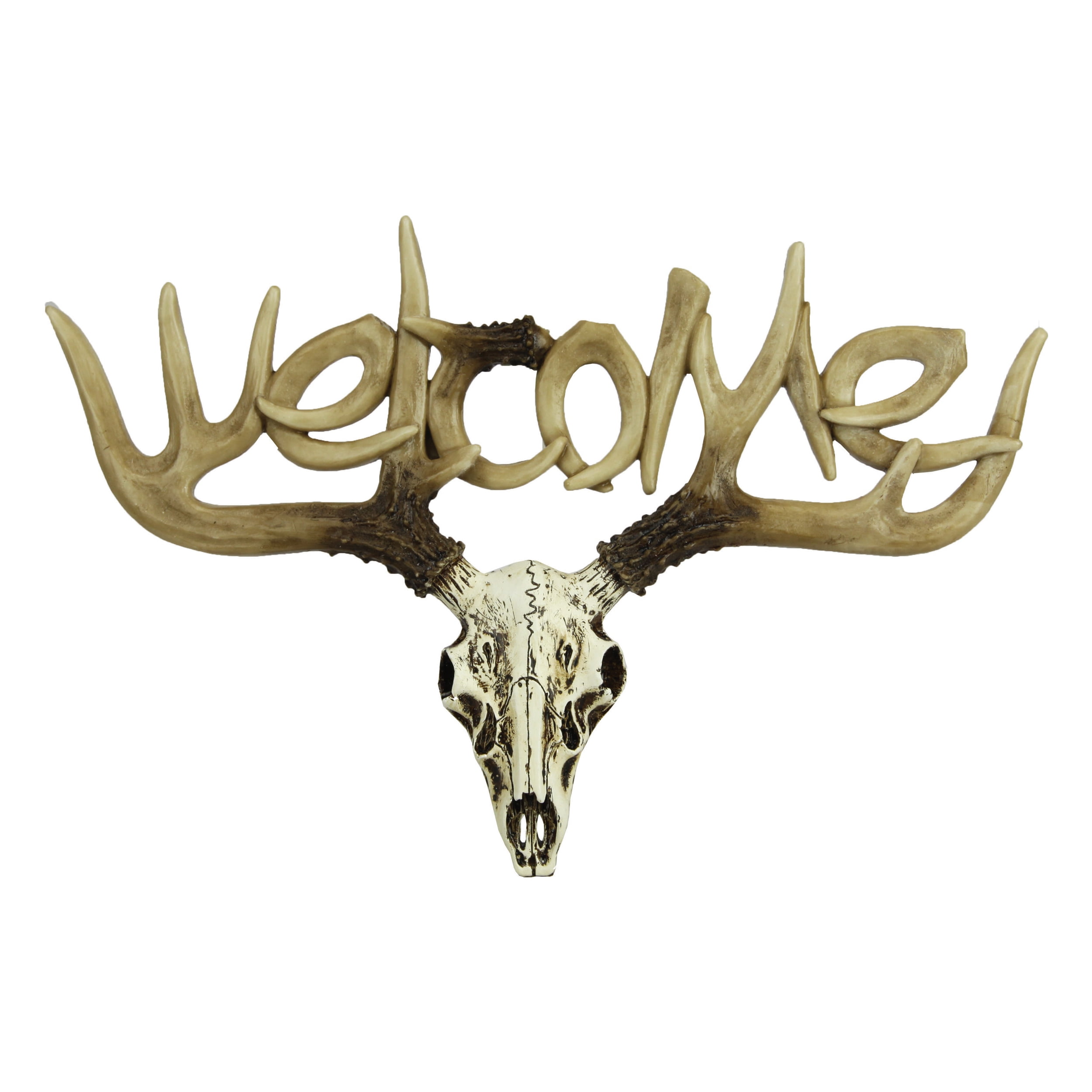 Small Beige Polyresin Euro Deer Welcome Sign