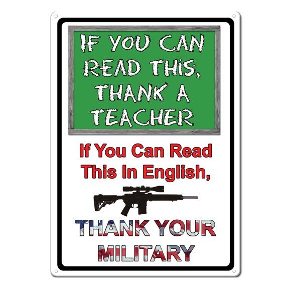Rivers Edge Products Retro Metal Tin Sign, 17" x 12" Weatherproof Metal Wall Art for Outdoor Decor, Vintage Man Cave, Bar, Cabin, Garage, or Home Decor, If You Can Read This - Thank Someone