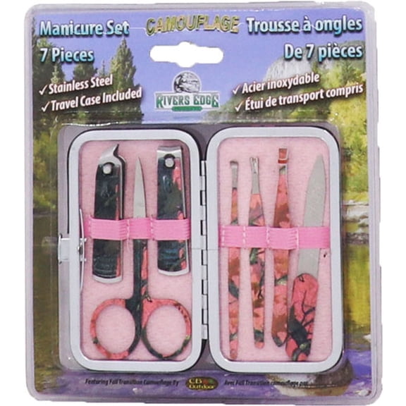 Rivers Edge Womens 7-piece - Manicure Set Pink Camo
