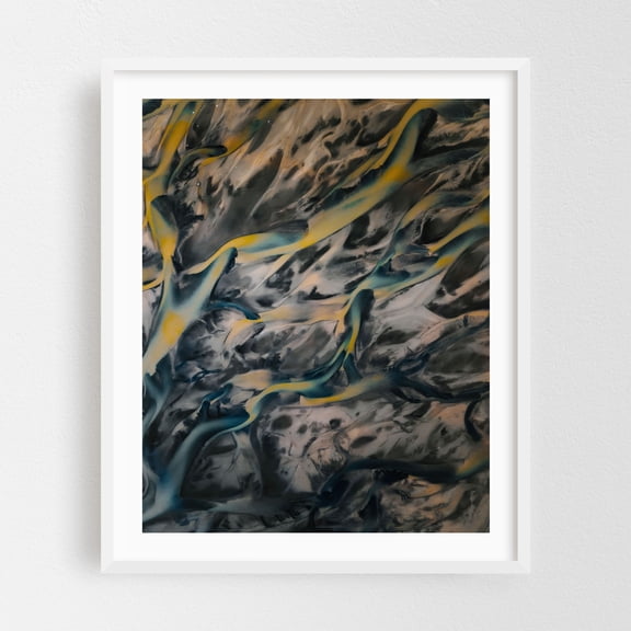 Rivers of Icelandic Dreams - Iceland Photography Abstract Modern Art Surrealism Nature Psychedelic Geometric Minimalist White Framed Wall Art Print 9 x 12 inches
