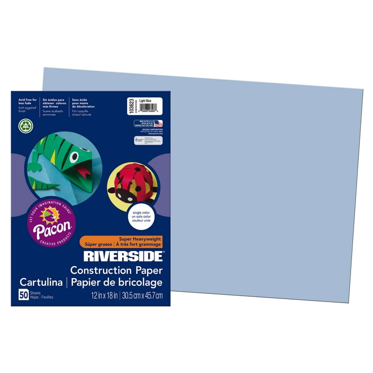 Riverside 3D Construction Paper, Super Heavyweight, 12 x 18, Light Blue,  50 Sheets 
