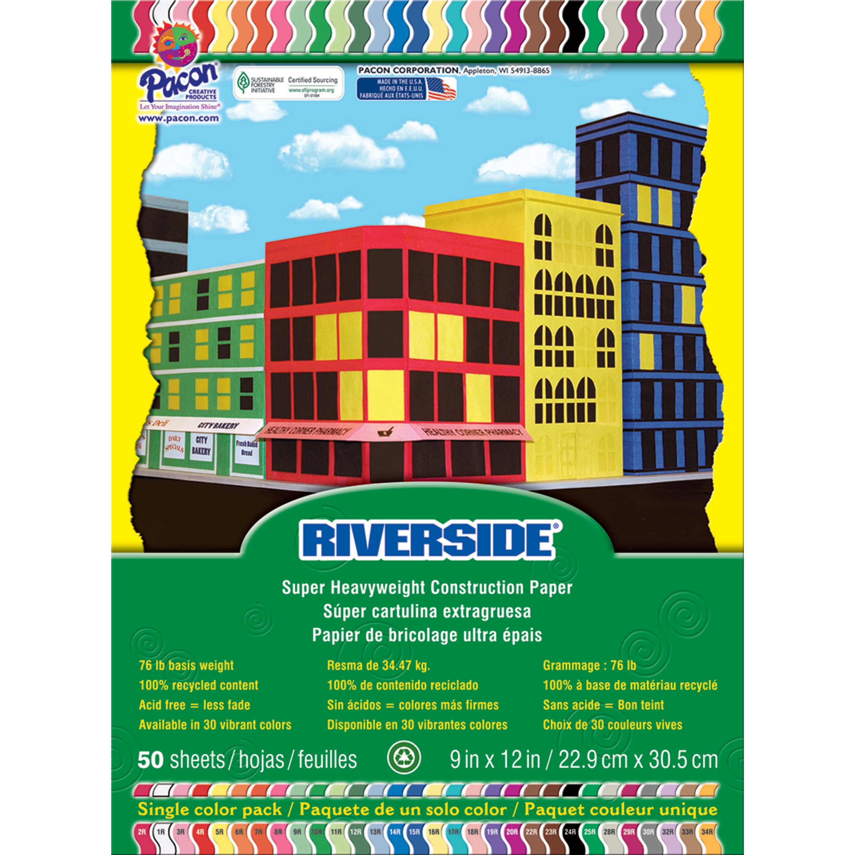 Riverside 3D Construction Paper, Super Heavyweight, 12 x 18, Blue, 50  Sheets