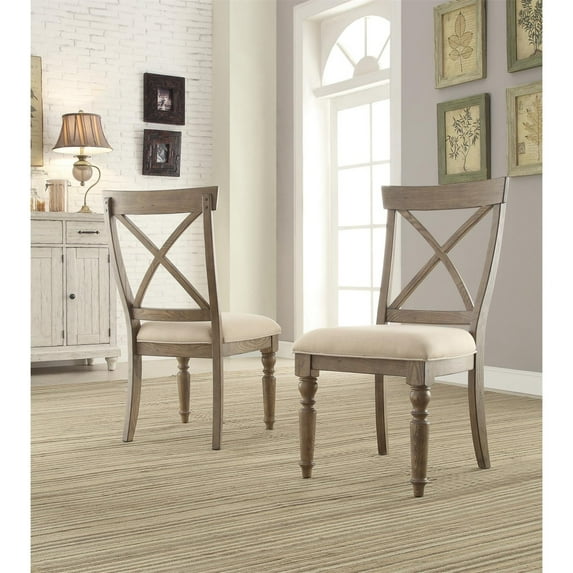Riverside Furniture Aberdeen X-Back Upholstered Side Chair - weathered driftwood