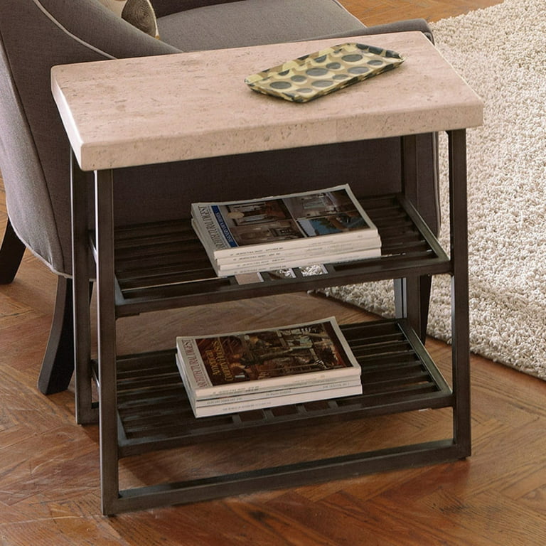 Riverside Capri Chair Side Table Alabaster Travertine