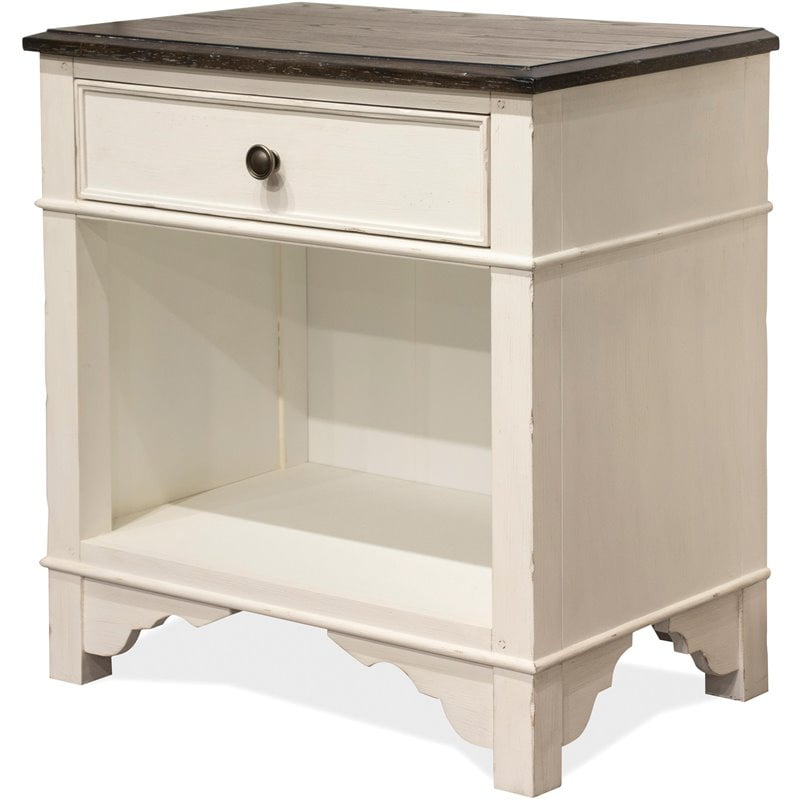 Cottage Charm Dual-Tone Nightstand with USB Charging Port