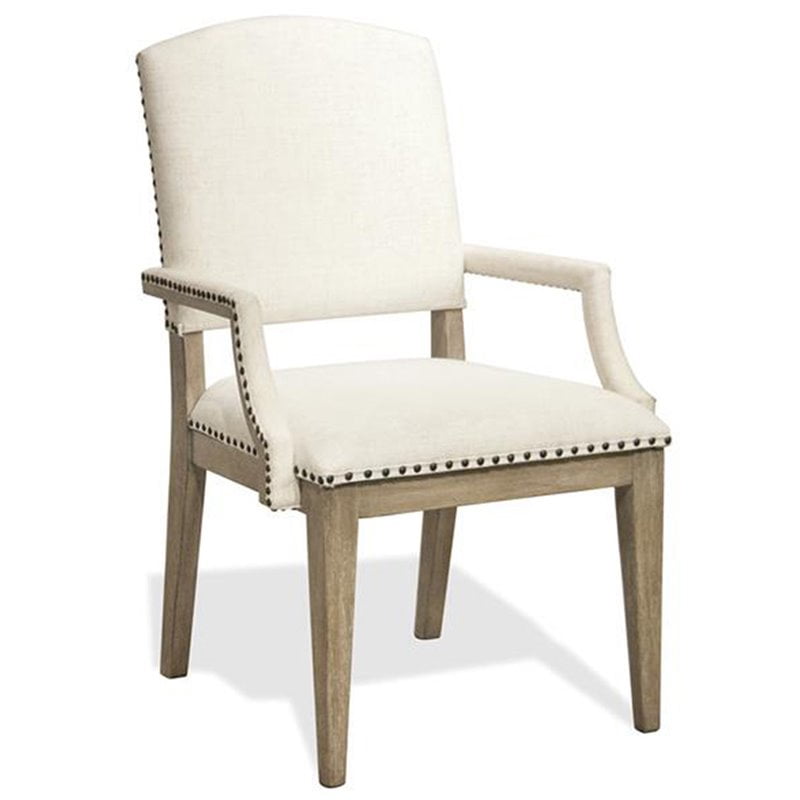 Transitional Myra Linen Upholstered Arm Chair in Natural Brown