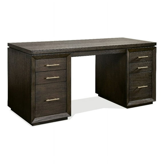 Riverside Furniture Prelude Contemporary Wood Executive Desk in Umber Brown