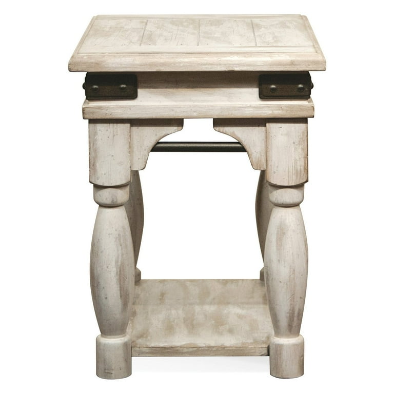 Riverside Furniture Regan Farmhouse Wood Chairside Table in