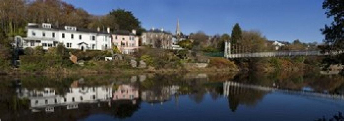 Riverside Houses and Dalys Bridge over the River Lee at the MardykeCork City Ireland Canvas Art - Panoramic Images (18 x 7)